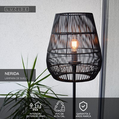 Lucide NERIDA - Lámpara de suelo Dentro/Fuera - Ø 35 cm - 1xE27 - IP44 - Negro